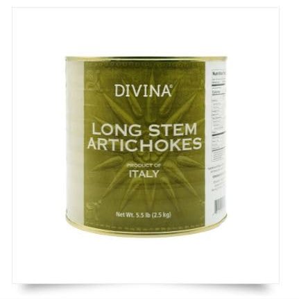 Divina Italian Seasoned Long-Stem Artichokes, Gluten-Free, Vegan, 6 Packs of 5.5 Lb Cans