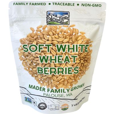 Palouse Brand Certified Glyphosate Residue Free Soft White Wheat Berries | 1 LBS | Family Farmed in Washington State | 100% Desiccant Free | Non-GMO Project Verified | Kosher | Field Traced