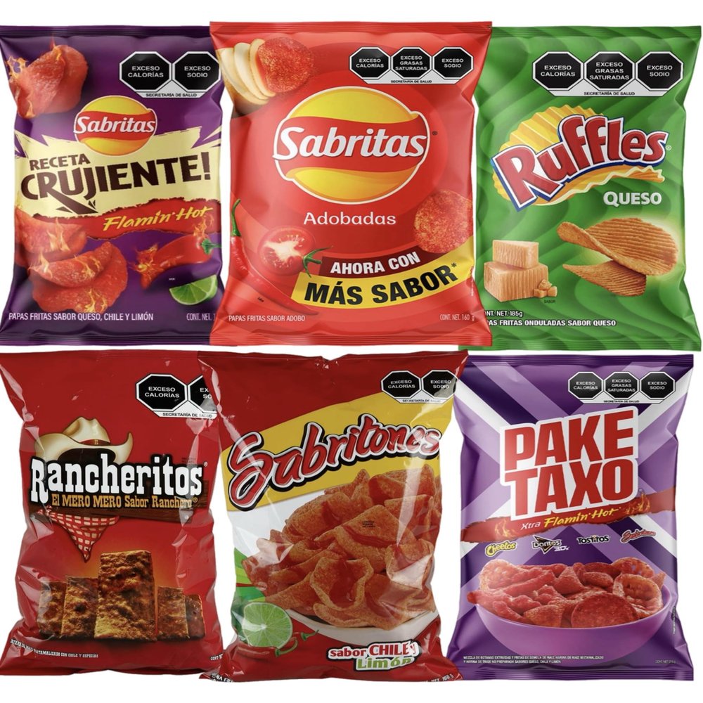 mexican chips mix bundle crujiente adobadas rufle verde rancheritos sabritones pktxo hot 6pc BIG