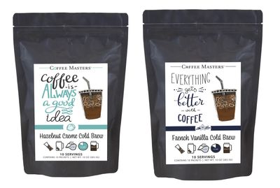 Coffee Masters Everyday Flavor Favorites Cold Brew Coffee Sampler - Hazelnut Crme and French Vanilla 10 Pack Cold Brew Packets