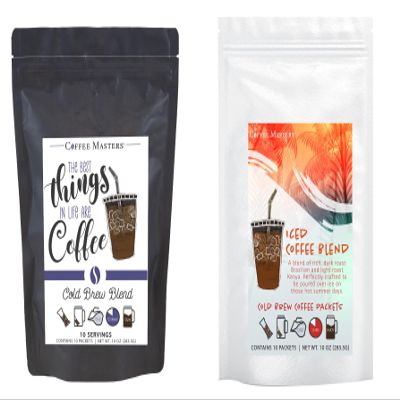 Coffee Masters Everyday Favorites Cold Brew Coffee Sampler - Cold Brew Blend and Iced Coffee Blend 10 Pack Cold Brew Packets