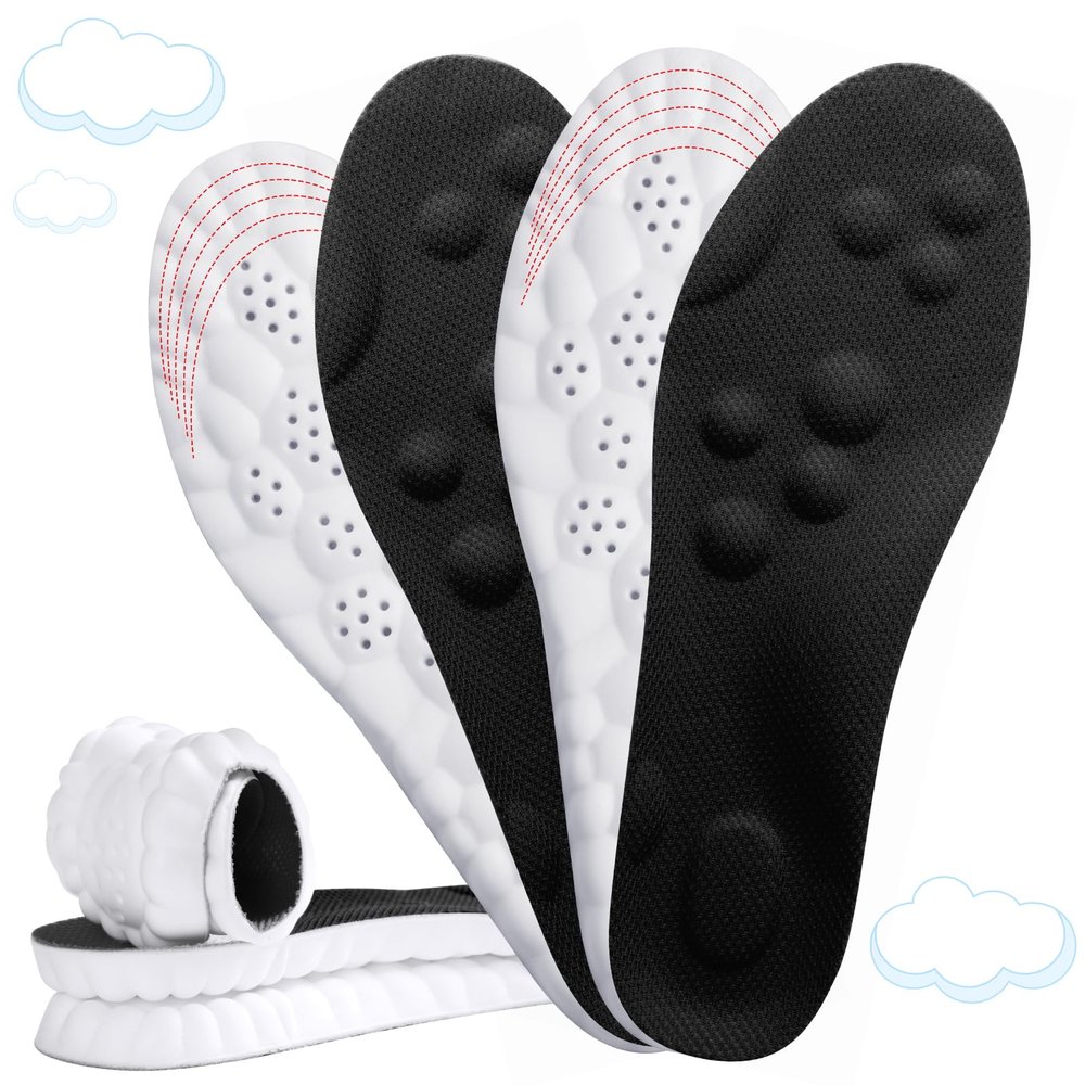 2 Pairs 4D Cloud-Like Comfort Soles for Women - Soft Memory Foam Cushioning Insoles - Trim to Fit Steppers Insoles with Arch Support for Foot Pain Relief and Fatigue Reduction(US W 6.5-9)