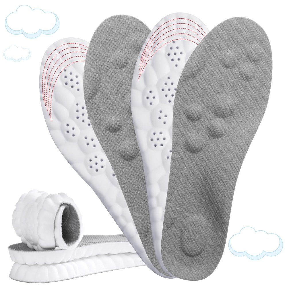 2 Pairs 4D Cloud-Like Comfort Soles for Women - Soft Memory Foam Cushioning Insoles - Trim to Fit Steppers Insoles with Arch Support for Foot Pain Relief and Fatigue Reduction(US W 6.5-9)