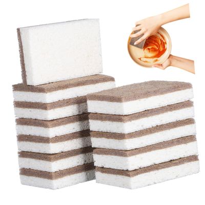 STOBAZA 12pcs Composite Sponge Wipes Dish Washing Scrubbers Kitchen Cleaning Sponges Versatile
