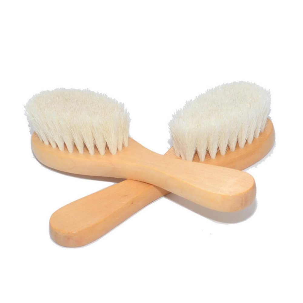 HAPINARY Wool Brush for Hair Care Natural Handle Boy Girl Shampoo Bath Tool Soft and Gentle for Newborn Grooming for Sensitive Skin
