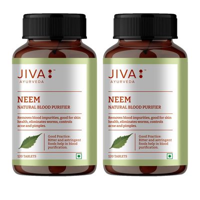Neem Tablet | 100% Ayurvedic Formulation Purifies Blood, Treats Urinary Disorders | Pacifies Pitta and Kapha Doshas | Promotes Healthy Skin - 120 Tablets (Pack of 2)