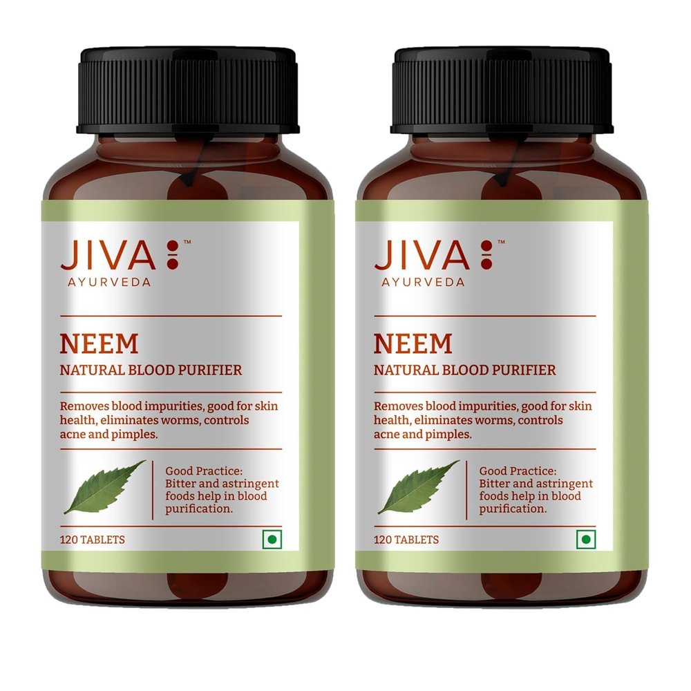 Neem Tablet | 100% Ayurvedic Formulation Purifies Blood, Treats Urinary Disorders | Pacifies Pitta and Kapha Doshas | Promotes Healthy Skin - 120 Tablets (Pack of 2)