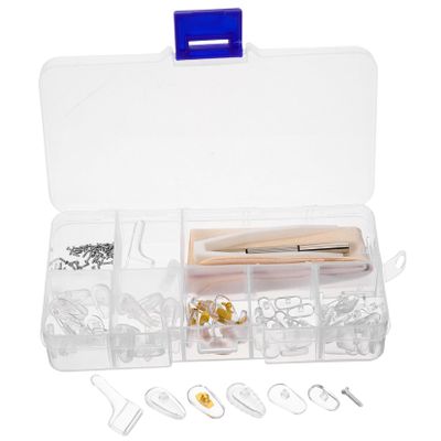COLLBATH Professional Eyeglass Repair Kit with Screws Nose Pads Anti-Slip Ear Grips User-Friendly DIY Glasses Repair Accessories Set for Easy Eyewear Maintenance