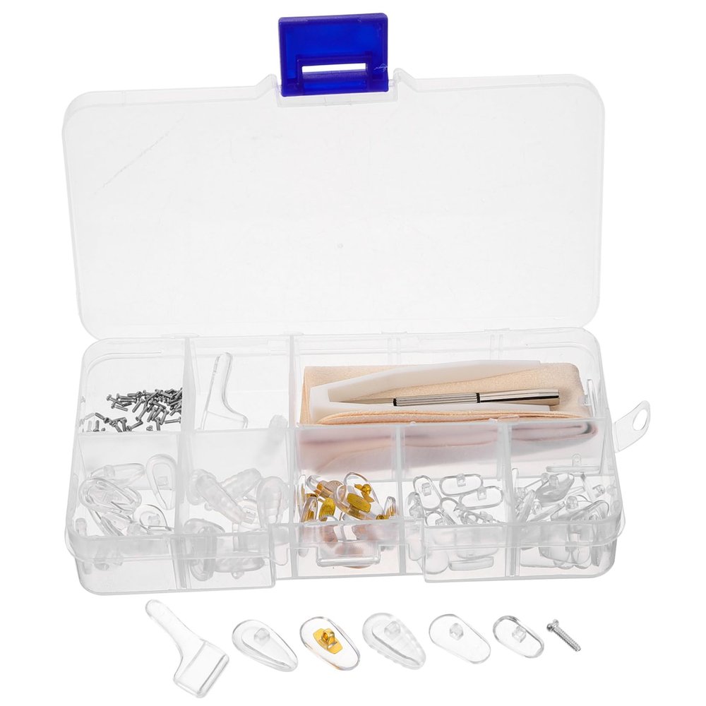 COLLBATH Professional Eyeglass Repair Kit with Screws Nose Pads Anti-Slip Ear Grips User-Friendly DIY Glasses Repair Accessories Set for Easy Eyewear Maintenance