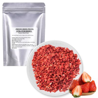 KWOLYKIM Freeze Dried Fruit Strawberry Pieces Dried Fruits Snack Crispy Diced Strawberry Fruits 100% Natural & No Additives (Strawberry 200g)