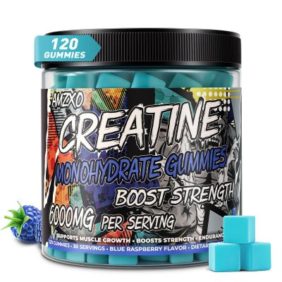 Creatine Monohydrate Gummies 6g for Men Women,Complex Creatine Monohydrate Chewable for Muscle Strength,Muscle Building,Energy Boost,Pre-Workout Energy Supplement,Vegan Blue Raspberry - 120 Count