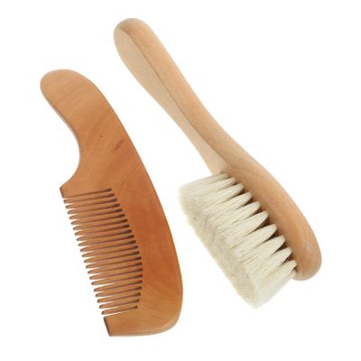 Baluue 2pcs Wooden Comb and Bath Brush for Boy Girl Scalp Massage Tool for Boy Girl and Adults Wooden Handle for Bathing and Grooming