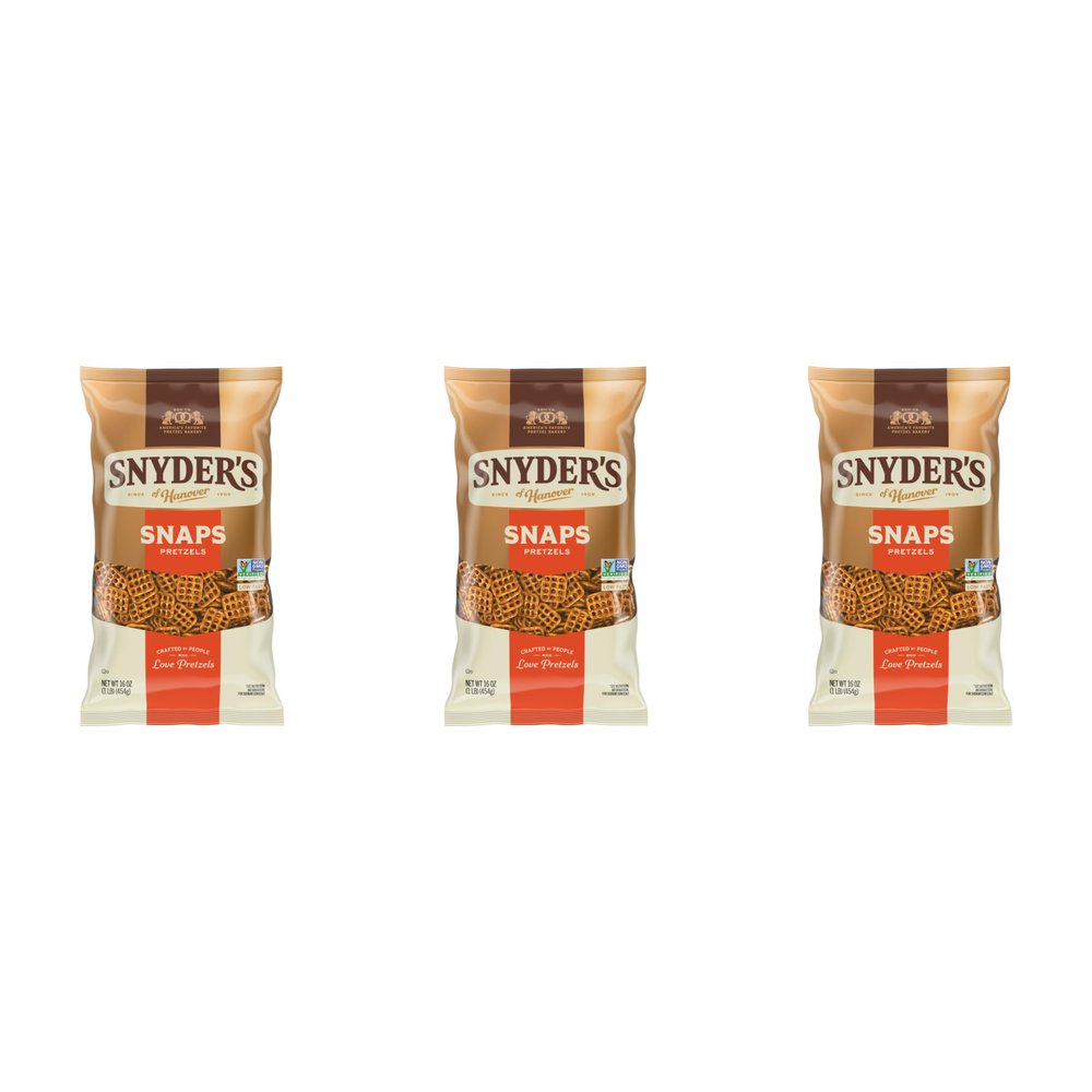 Snyder's of Hanover Snaps Pretzels, 16 Oz Bag (Pack of 3)