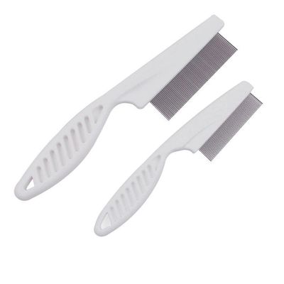 2Pcs White Long Handle Metal Hair Nit Comb Remove Head Nits Nit Comb For Pets Kids And Adults Lice Treatments (14cm, 18cm)Lice TreatmentsLice Combs