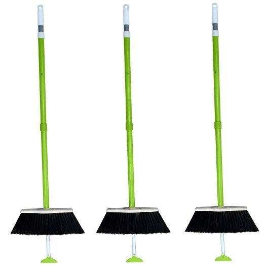 3-Pack SweepEasy Broom As Seen On Shark Tank - Scrape, Sweep & Go - for Indoor and Outdoor Use, Sweep Easy with Scraper (Green)