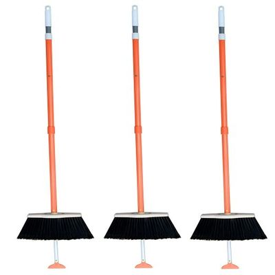 3-Pack SweepEasy Broom As Seen On Shark Tank - Scrape, Sweep & Go - for Indoor and Outdoor Use, Sweep Easy with Scraper (Orange)