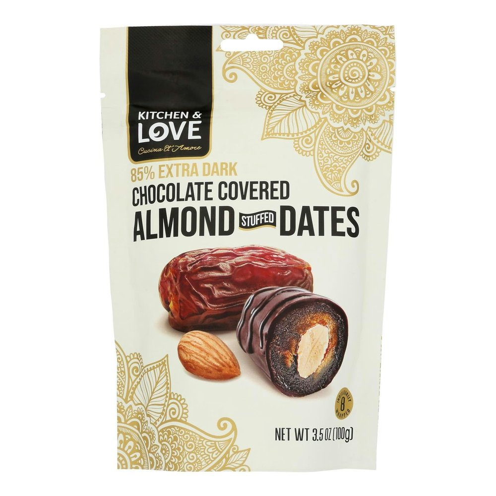 K.itchen And Love Dates Dark Chocolate Almond Stuffed 3.5 oz (Pack of 8)