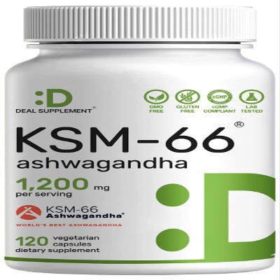 KSM 66 Ashwagandha 1,200mg with Black Pepper, 120 Veggie Capsules Extra Strength Root Extract High Absorption Adaptogenic Supplements for Relaxation, Energy, & Brain Health Non-GMO