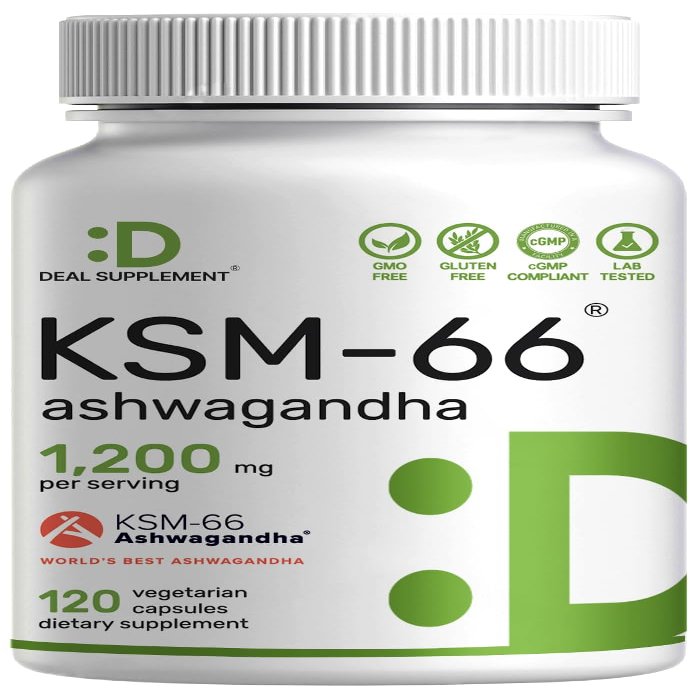 KSM 66 Ashwagandha 1,200mg with Black Pepper, 120 Veggie Capsules Extra Strength Root Extract High Absorption Adaptogenic Supplements for Relaxation, Energy, & Brain Health Non-GMO