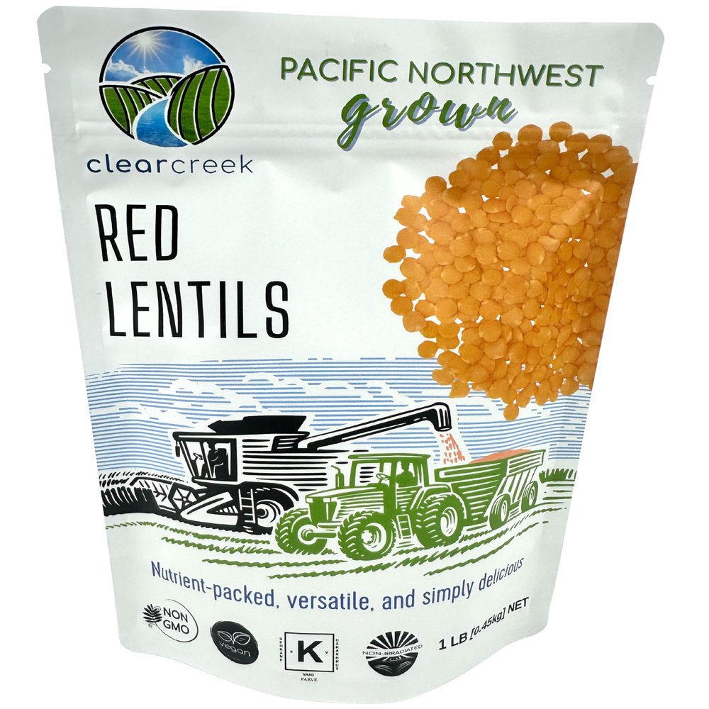CLEAR CREEK Certified Glyphosate Residue Free Red Lentils | 1 LB | Non-GMO | Kosher | Vegan