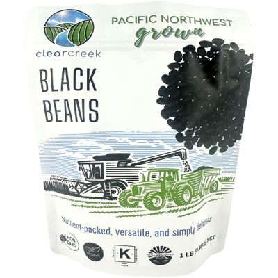 CLEAR CREEK Washington State Grown Black Beans | 1 lb | Project Non-GMO Verified | Vegan | Kosher | Non-Irradiated | Frijoles Negros