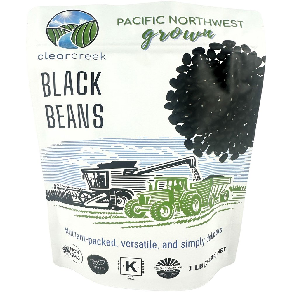 CLEAR CREEK Washington State Grown Black Beans | 1 lb | Project Non-GMO Verified | Vegan | Kosher | Non-Irradiated | Frijoles Negros