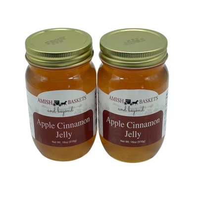 Amish Baskets Apple Cinnamon Jelly Non GMO Vegan All Natural - 18 oz - 2 Jars