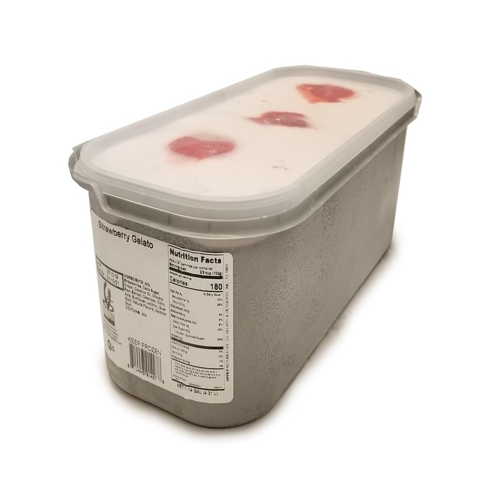 G.S. Gelato & Desserts Italian Strawberry Gelato, Smooth and Velvety Texture, 2 Count of 146 oz Containers