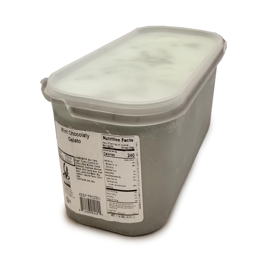 G.S. Gelato & Desserts Mint Chocolate Gelato, 2 Packs of 146 oz Each, Fresh Mint and Chocolaty Shavings, Smooth and Velvety, Perfect for Gourmet Desserts and Celebrations