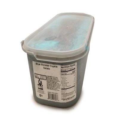 G.S. Gelato & Desserts Blue Monster Cookie Gelato, 2 Count of 146 oz Tubs, Vibrant Blue, Oreo Cookie Pieces, Playful Twist on Classic Flavor, Full-Bodied, Smooth, Perfect for Gourmet Desserts