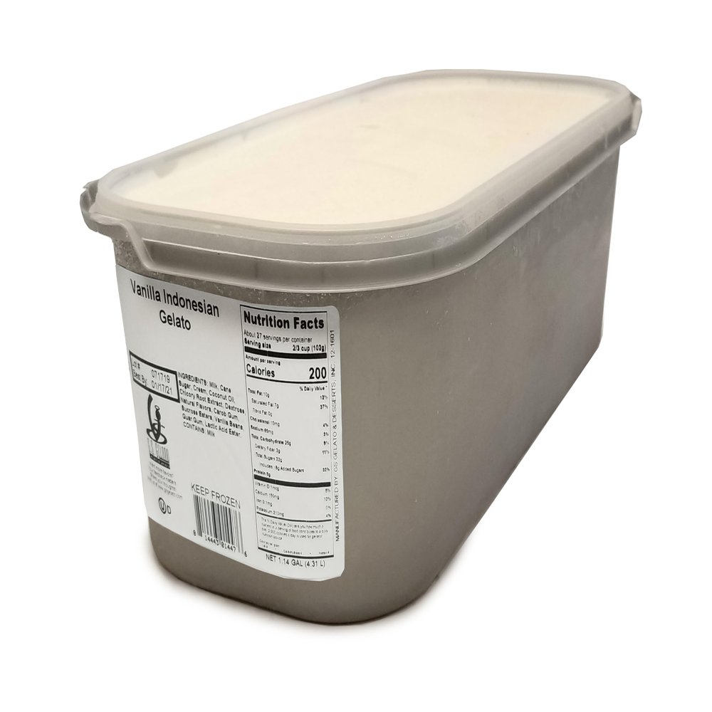 G.S. Gelato & Desserts Vanilla Gelato, 2 Count of 146 oz Tubs, Creamy Texture, Indonesian Vanilla Beans, Rich Flavor, Full-Bodied, Smooth, Perfect for Gourmet Desserts