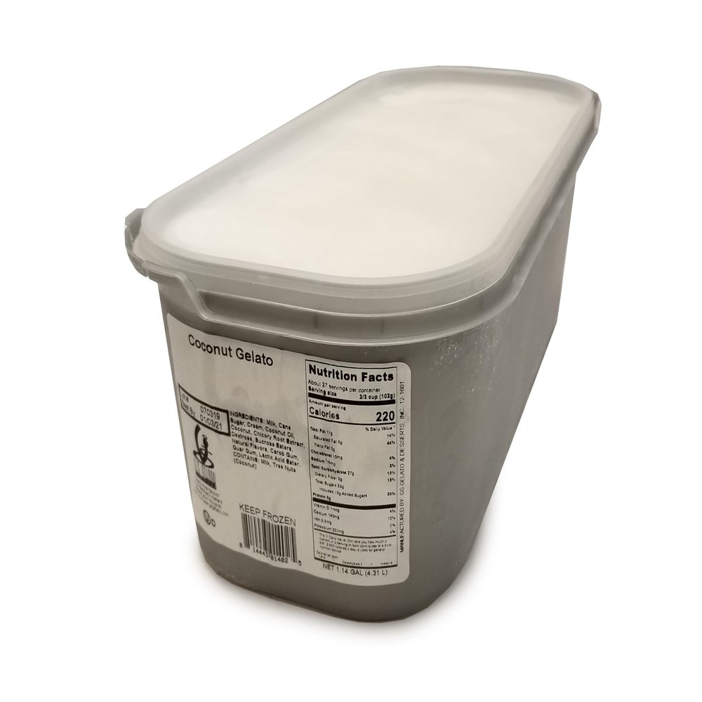 G.S. Gelato & Desserts Coconut Gelato, 2 Packs of 146 oz Each, Sweet and Smooth with Toasted Coconut Flakes, Lusciously Tropical Flavor, Ideal for Gourmet Desserts and Culinary Creations