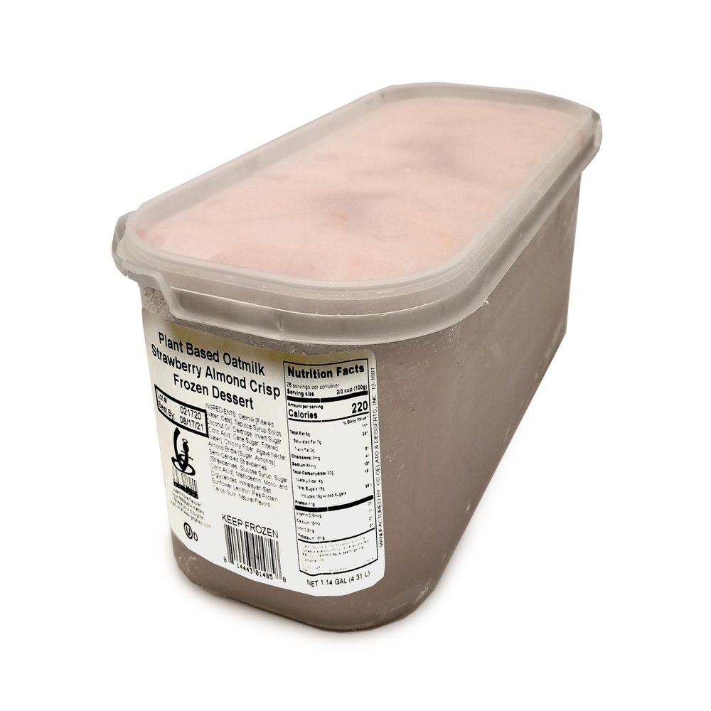 G.S. Gelato & Desserts Plant-Based Oat Milk Ice Cream, Strawberry Almond Crisp, Vegan, Gluten Free, 2 Packs of 146 oz Each