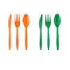 2 Pack Bundle Orange Green Plastic Utensils Combo Pack - 96 Count Parties Events Durable Disposable Cutlery Cook Serve Kitchen view 1
