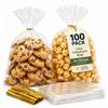 Bonison 100 Pcs Cellophane Bags - 6x10 Inch Clear Treat Goodie Bags Flat Bag With 100pcs Twist Ties, No Gusset Ideal for Cookies, Candy, Snacks, Popcorn and Party Favors view 1