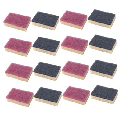 HAPINARY 16pcs Dual-Sided Non-Scratch Dish Washing Sponges for Kitchen Cleaning Highly Absorbent and Easy to Use for Dishes Pots and Surfaces Caramel Red Black