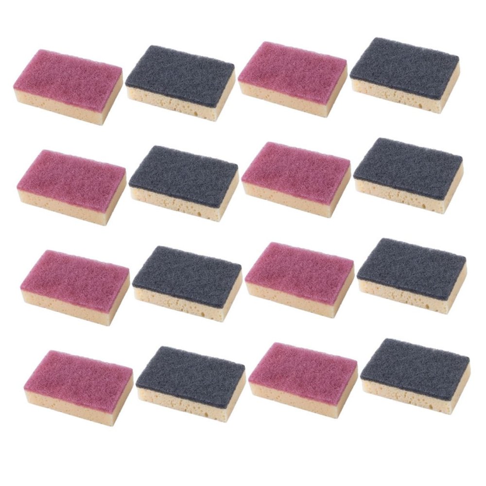 HAPINARY 16pcs Dual-Sided Non-Scratch Dish Washing Sponges for Kitchen Cleaning Highly Absorbent and Easy to Use for Dishes Pots and Surfaces Caramel Red Black