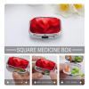 Red Waves Pill Box Cute Square Pill Case Portable Medicine Tablet Vitamin Holder Organizer for Purse Pocket view 4