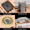 Acrylic Cigar Humidor with Hygrometer and Humidifier, Cedar Wood Tray, Modern Transparent Cigar Box with Handle, Gifts for Men (Medium) view 2