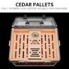 Acrylic Cigar Humidor with Hygrometer and Humidifier, Cedar Wood Tray, Modern Transparent Cigar Box with Handle, Gifts for Men (Medium) view 3