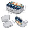 Sailboat Wave Pattern Pill Box Cute Square Pill Case Portable Medicine Tablet Vitamin Holder Organizer for Purse Pocket view 2