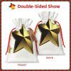HCBPWVQA gold star Christmas Gift Bag Burlap Xmas Gift Bags Large Drawstring Gift Bags w/Tag Christmas Wrapping Bags Xmas Candy Bag Reusable Holiday Gift Bag Party Favors Bags Medium view 2