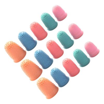 Outanaya 30pcs Rubber Finger Gloves Non- Finger Covers for Counting Sorting and Note Turning Comfortable Fit Orange Green
