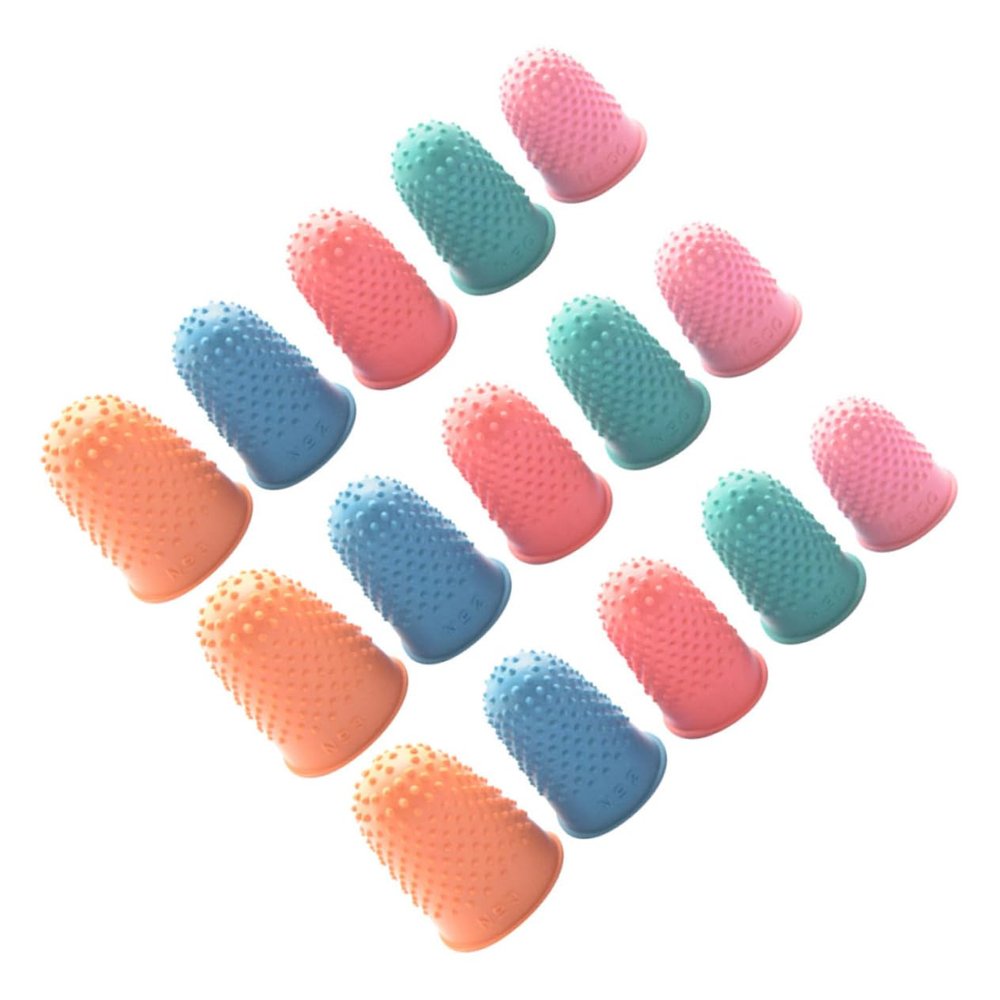 Outanaya 30pcs Rubber Finger Gloves Non- Finger Covers for Counting Sorting and Note Turning Comfortable Fit Orange Green