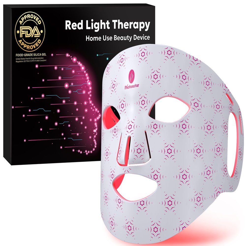 Red Light Therapy for Face, Portable LED Face Mask Light Therapy with Remote, 660nm & 850nm Near Infrared Red Light Mask with Timing Function, Reduced Wrinkles, Rejuvenating, Anti-Aging, at Home