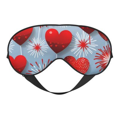 Red Hearts Fireworks Print Sleep Eye Mask - Adjustable Design,Suitable for Sleeping Outdoor Camping Travel