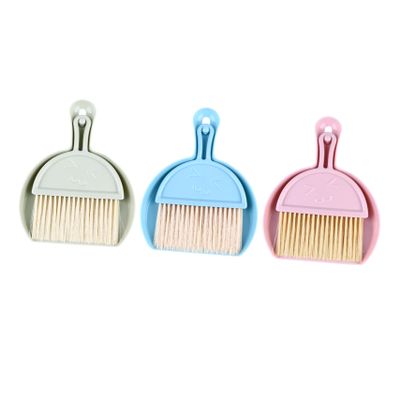 KOMBIUDA 3sets Mini Desktop Cleaning Broom Brush Dustpan Set for Home Office Compact for Keyboard and Desktop Cleaning Blue Green Pink Colors Easy to Use