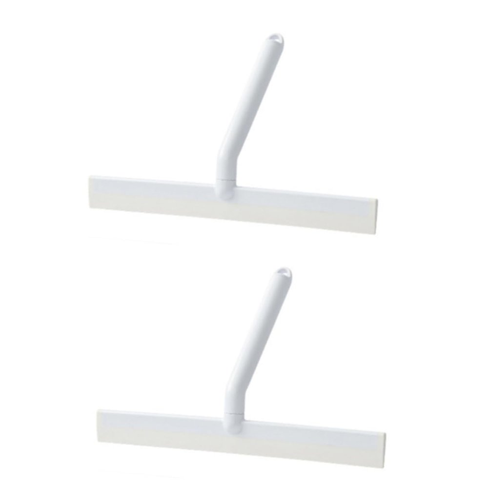 Healeved 2pcs Shaped Glass Wiper for Home Cleaning Window Squeegee Tool Hook for Bathroom Tile and Car Windshield Compact and Space-Saving Design White