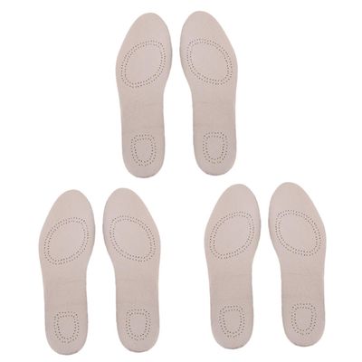 Healeved 3pairs Breathable Cowhide Insoles - Leather Shoe Pads for Comfortable Foot Support and for Sports and Daily Wear