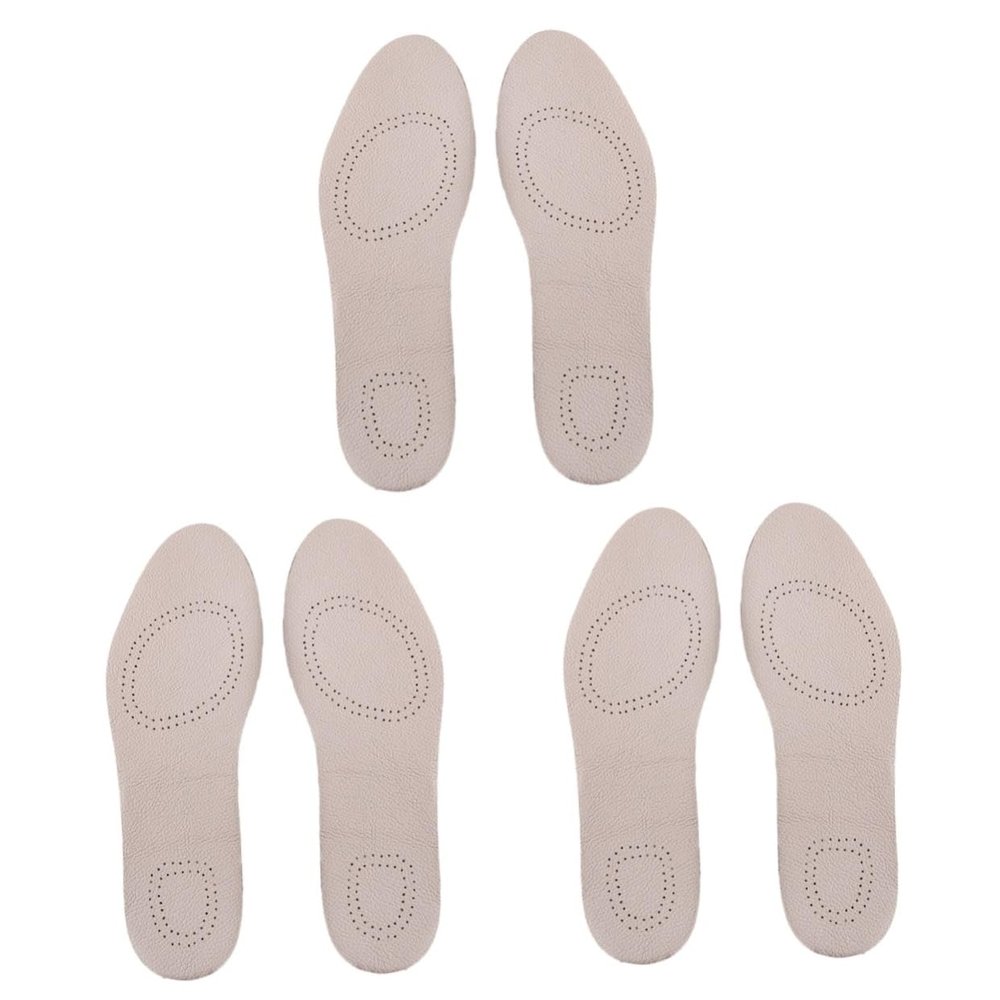 Healeved 3pairs Breathable Cowhide Insoles - Leather Shoe Pads for Comfortable Foot Support and for Sports and Daily Wear